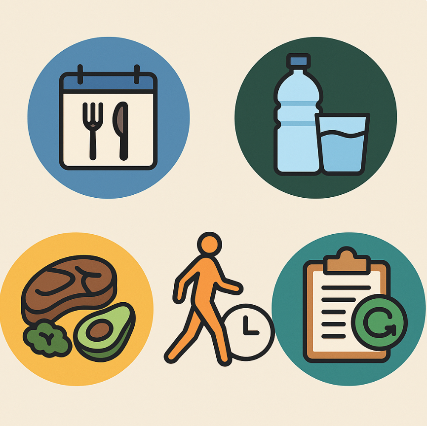 전문가 추천 단식 방법 5가지를 아이콘 일러스트