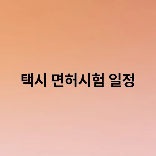 택시 면허시험 일정