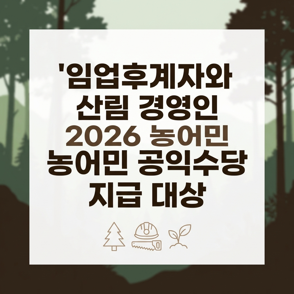 임업후계자와 산림경영인 2026 임업직불금 지급 대상과 신청 조건 정리