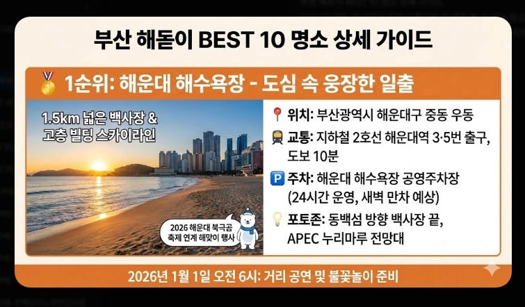 부산 해돋이 명소 2026 BEST 10 총정리