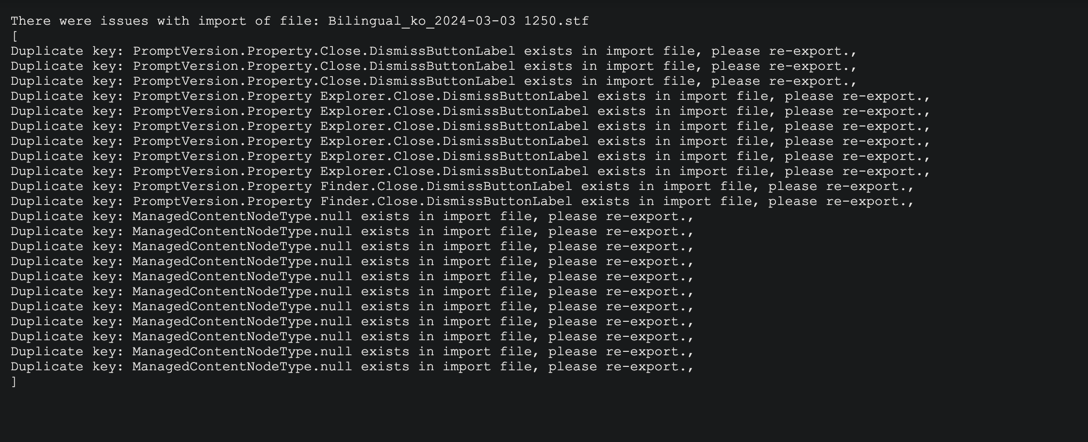 error message