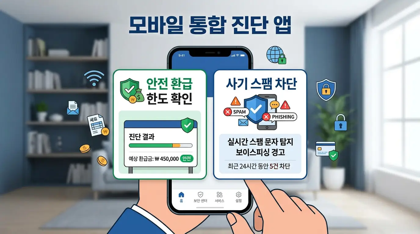 모바일 통합 진단 앱 안전 환급 한도 확인 및 사기 스팸 차단