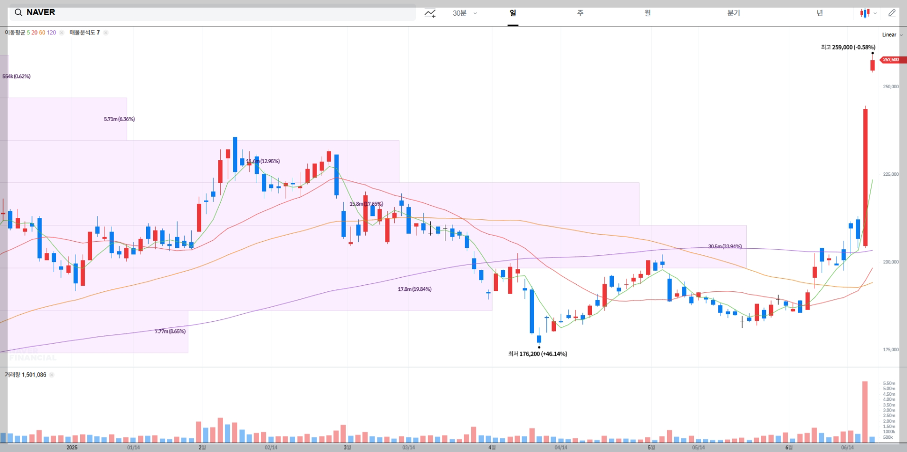 NAVER 현재 주가 차트