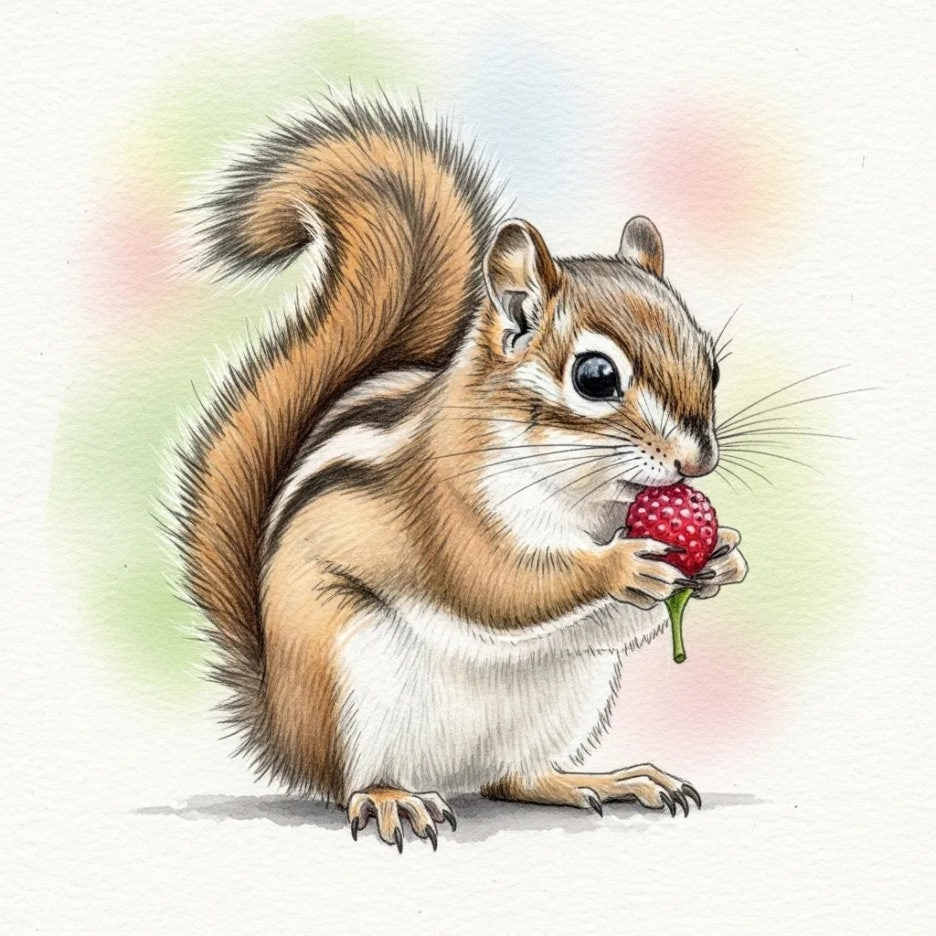 신선한 베리를 조심스럽게 먹고 있는 건강하고 활기찬 피그미다람쥐.
