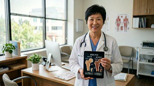 골밀도 비교- 건강한 뼈와 골다공증 뼈 단면