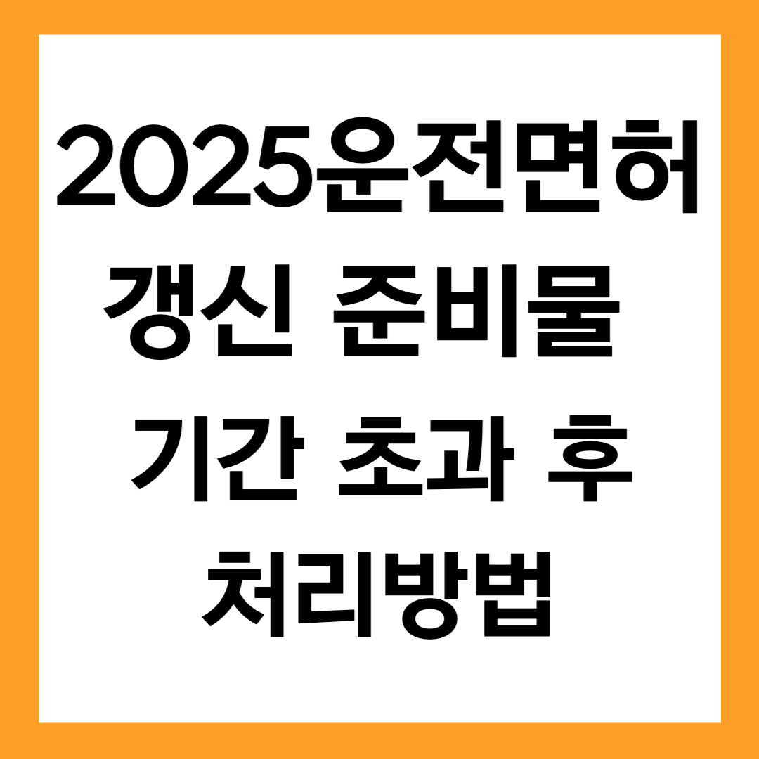 운전면허 갱신 준비물 2025｜기간 초과 후 처리방법