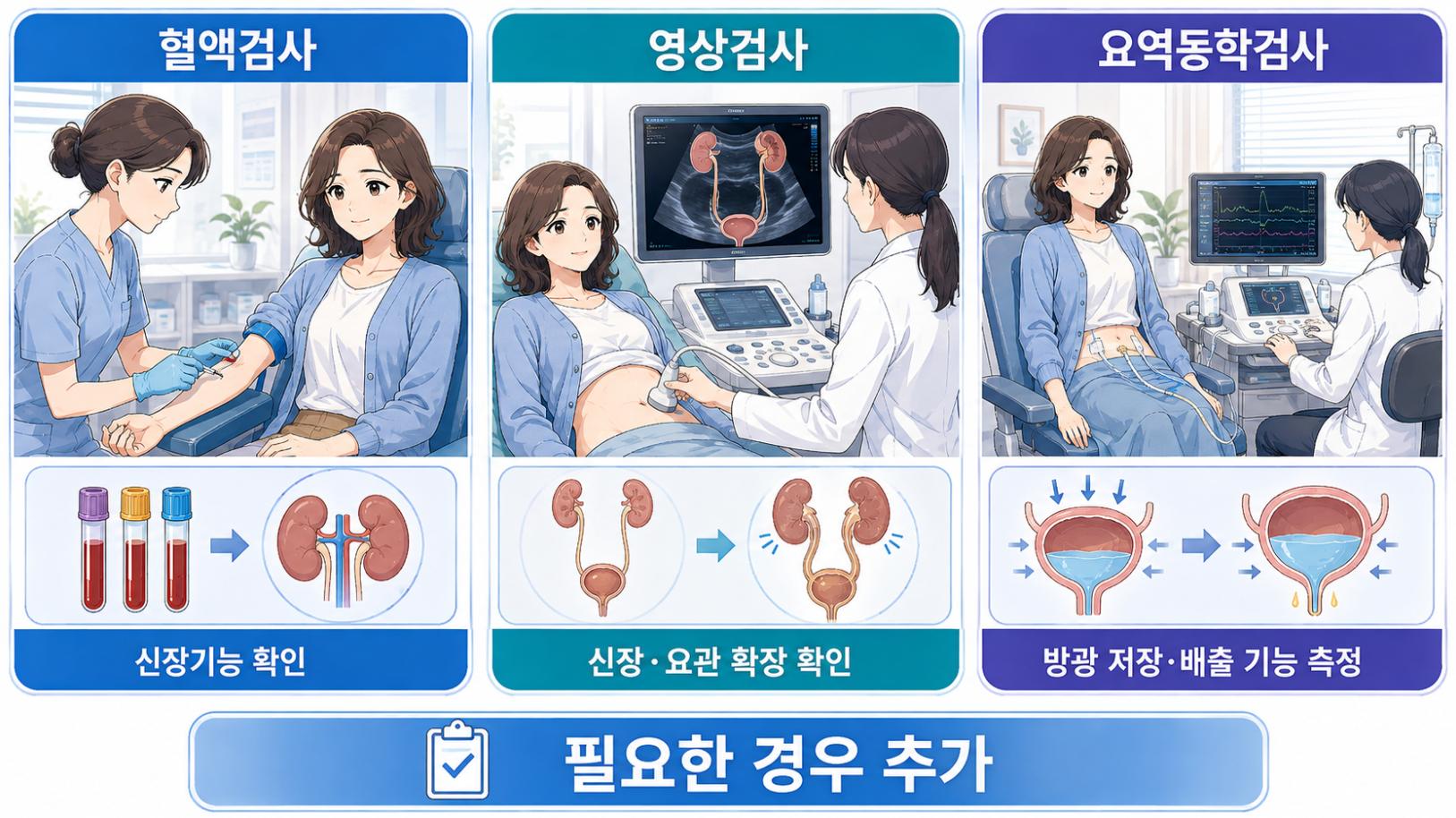 배뇨곤란 기본 검사 후 필요한 경우 시행하는 혈액검사&middot;영상검사&middot;요역동학검사