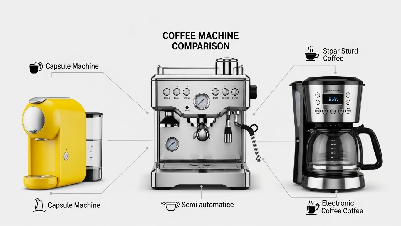 캡슐, 반자동 에스프레소, 전자동 드립 커피 머신 종류 비교