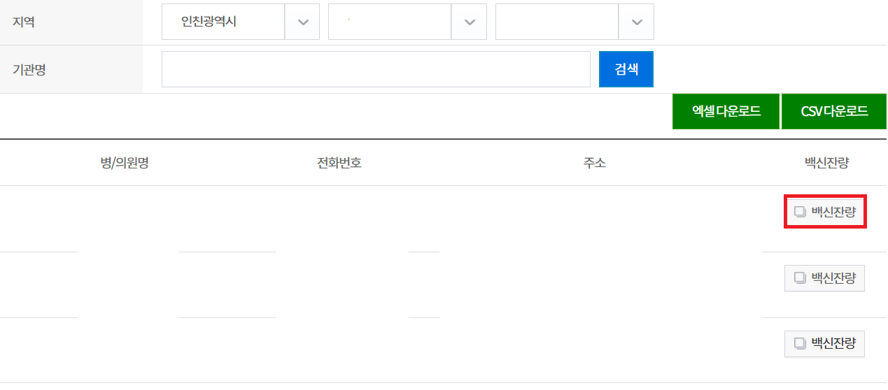 예방접종도우미 폐렴구균예방접종 의료기관 검색
