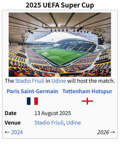 위키피디아 2025 UEFA 슈퍼컵 정보