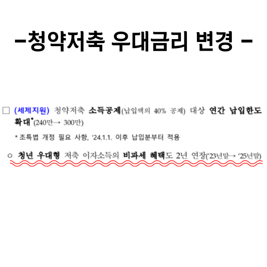 청약통장 비과세 혜택변경 사항