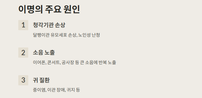 이명 증상별 원인