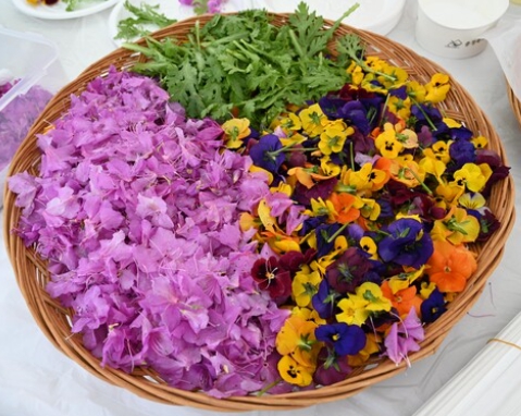 한국의 떡 종류 화전-꽃잎들