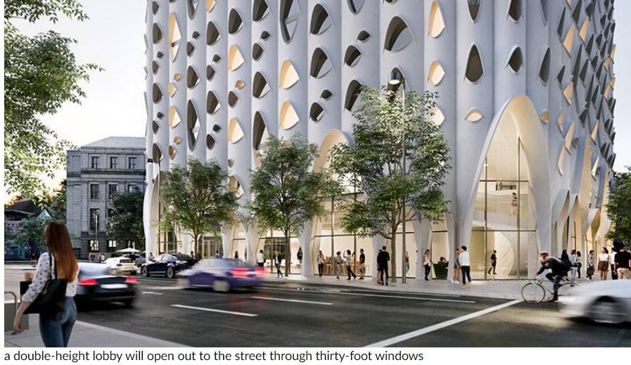 스튜디오 갱의 생물학적 외관 건축물 'Populus' Biophilic facade of studio gang's 'populus' will mimic aspen trees in denver