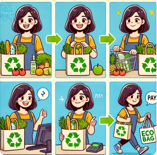 농산물을 구입하는 모습을 표현한 이미지