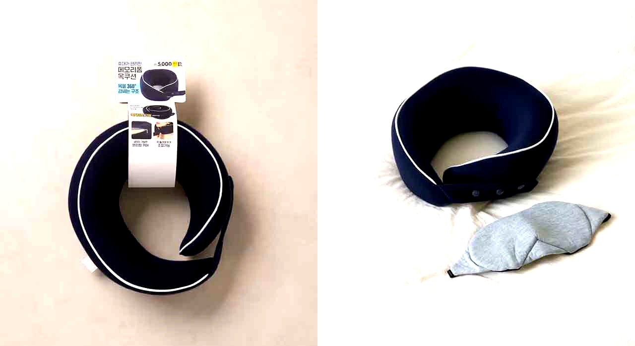 여행용 똑딱이 고정 메모리폼 목베개 연출 이미지. [ⓒ다이소몰 공식 홈페이지]