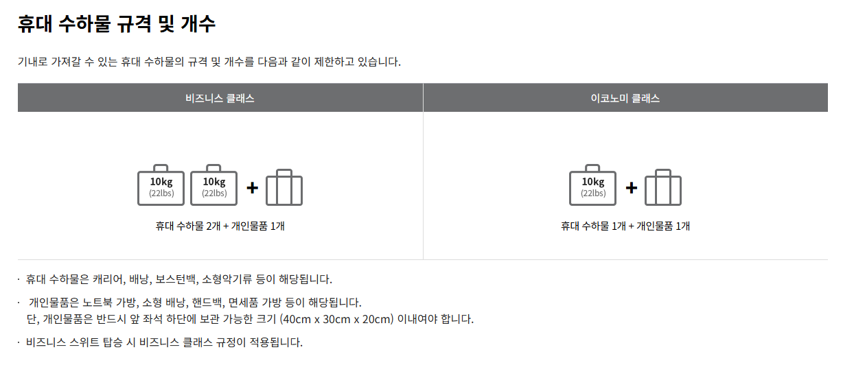 아시아나 수하물규정