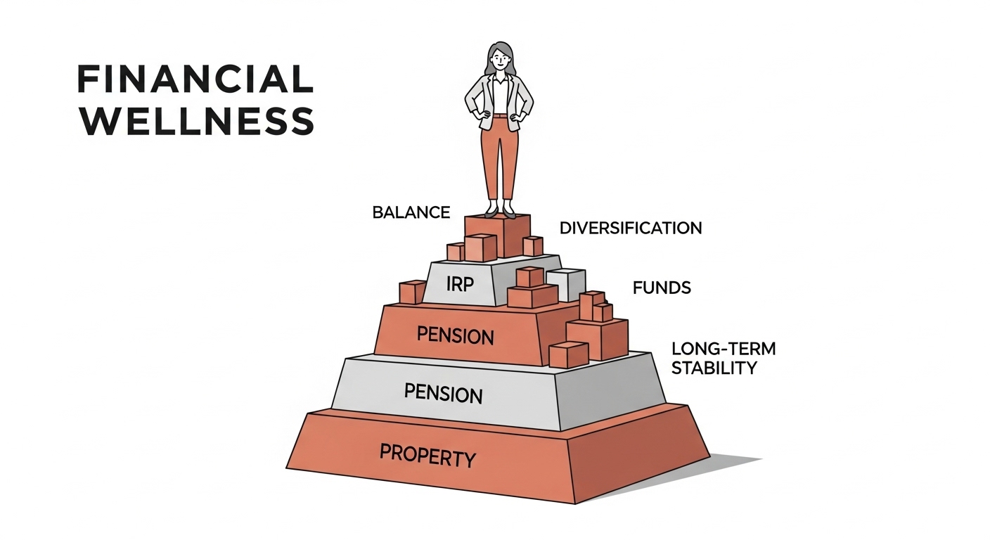 다양한 금융 상품으로 노후 포트폴리오를 다각화하여 안정적인 미래를 만드는 모습