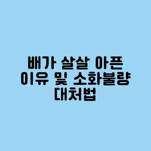 배가 살살 아픈 이유 및 소화불량 대처법