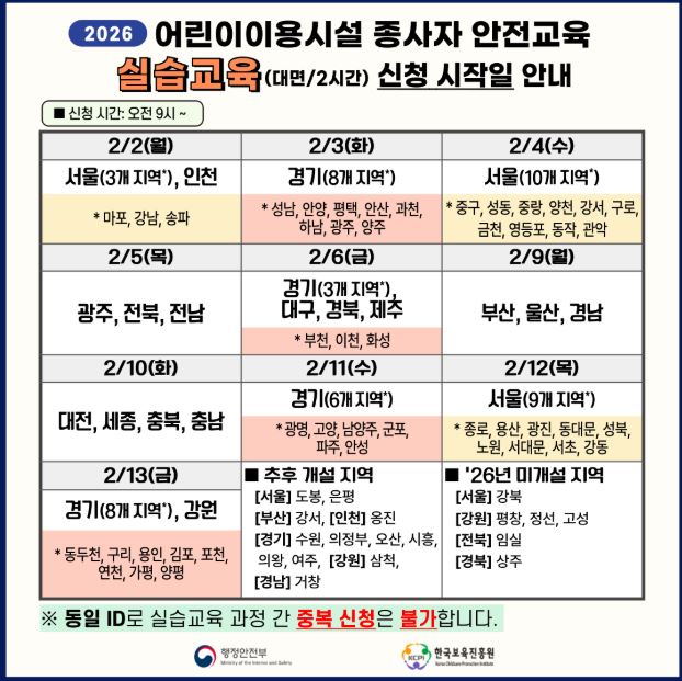 전문성 강화를 위한 2026년 실습 교육 일정