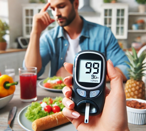 혈당측정을 하고 있는 사진