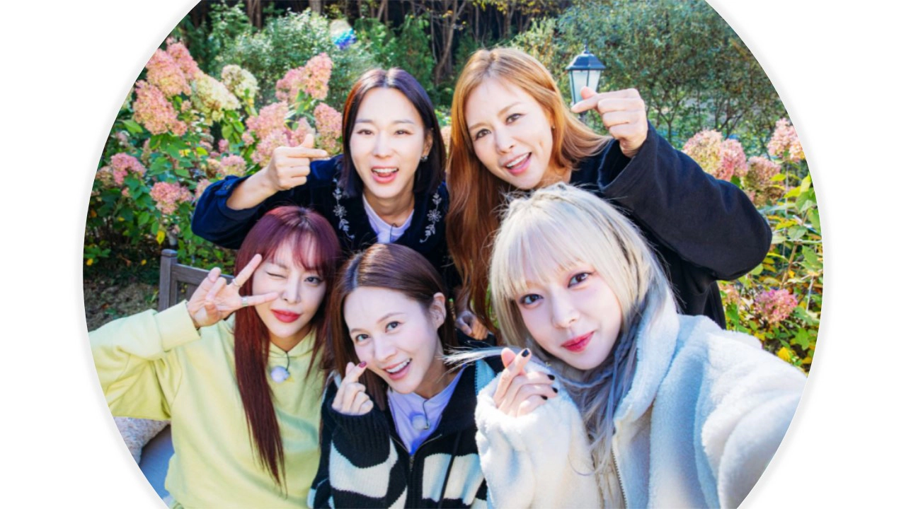 [놀던 언니] 출연진. 왼쪽부터 시계방향으로 나르샤, 이지혜, 채리나, 초아, 아이비(출처-공식자료)