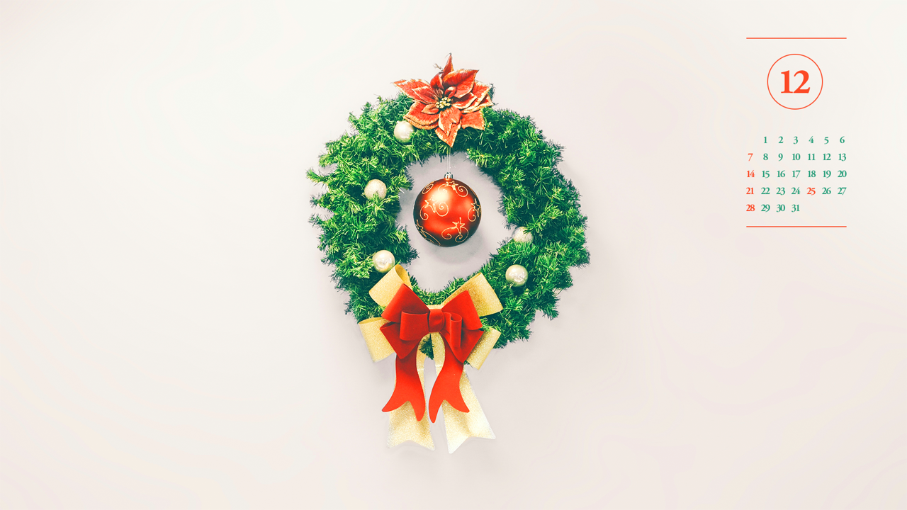 01 크리스마스 리스 A - 2025년12월 노트북배경화면