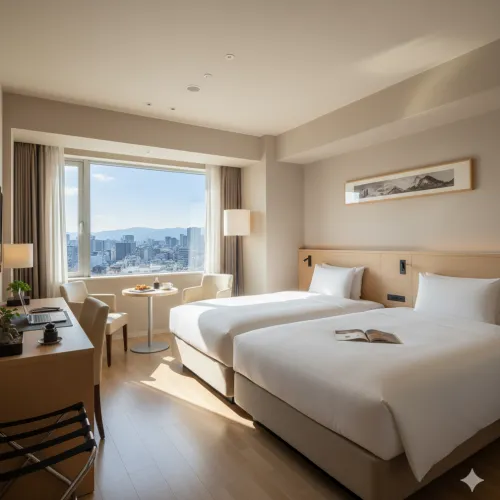 도쿄 호텔 넓은 객실-헐리우드 트윈 베드-도쿄 가족 여행 숙소 쾌적함