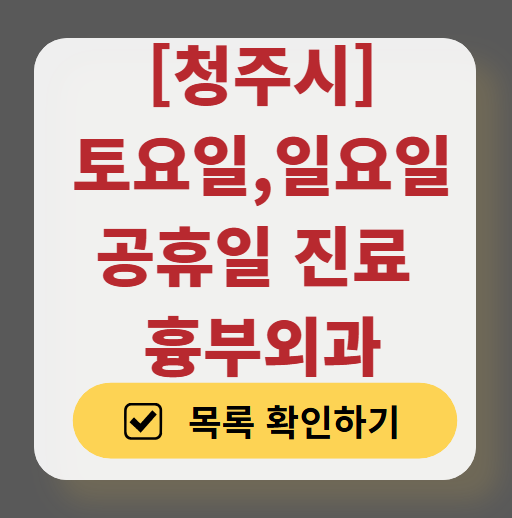 청주시 주말 토요일 일요일 흉부외과 진료 병원 목록 ❘ 공휴일 진료 영업 병원 리스트 찾기