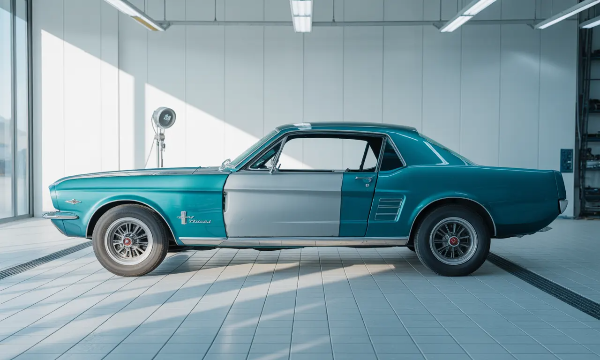 작업장의 차량한대의 모습