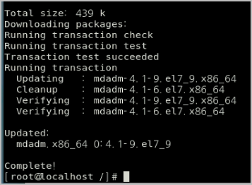 mdadm 패키지 설치 완료