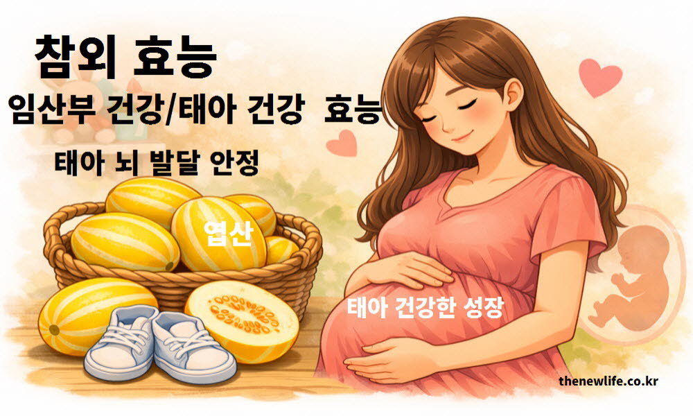 참외 효능이 임산부 건강과 태아 건강을 설명하는 이미지