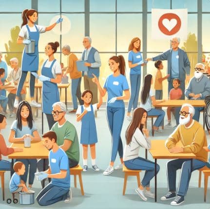 봉사활동과 자기 계발을 표현한 이미지