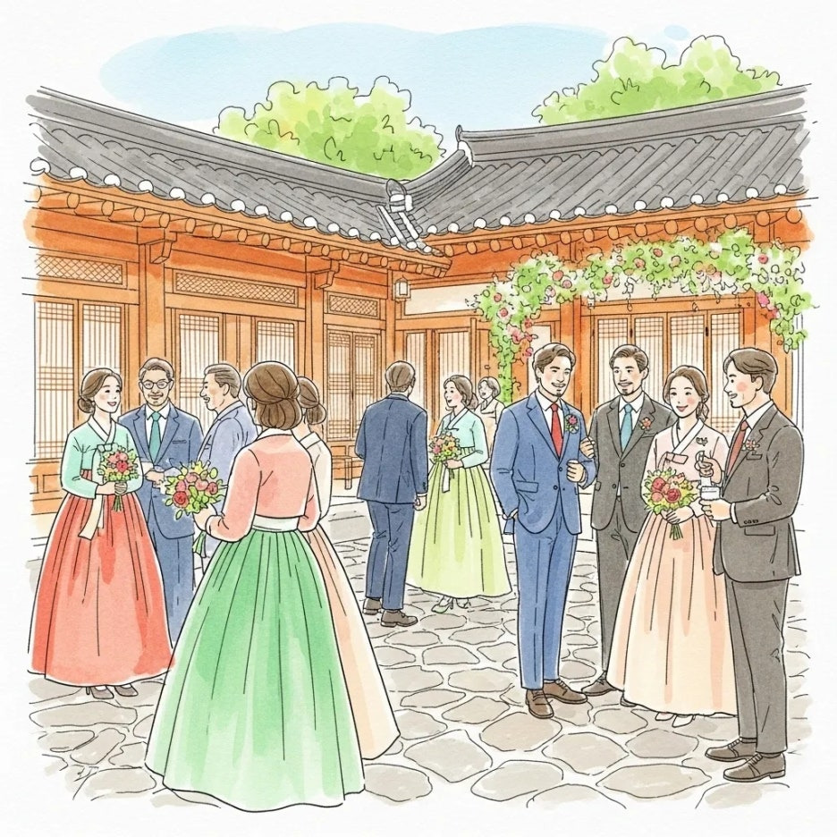 아름다운 공간에서 즐거운 시간을 보내는 하객들