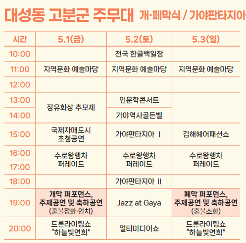 2026 가야문화축제 기간 가수 불꽃축제 일정 공연 체험프로그램 주차장 리플릿