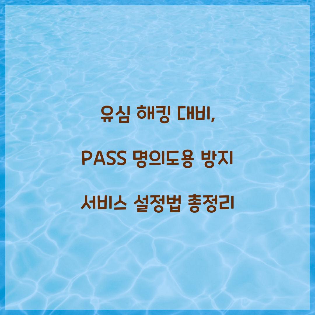 유심 해킹 대비: PASS 명의도용 방지 서비스 필수 설정