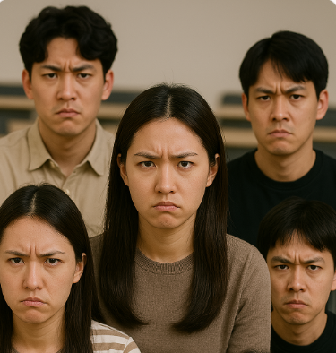 화가 난 공무원 수험생들