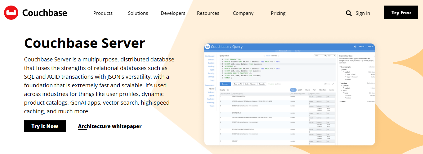 couchbase server 홈페이지