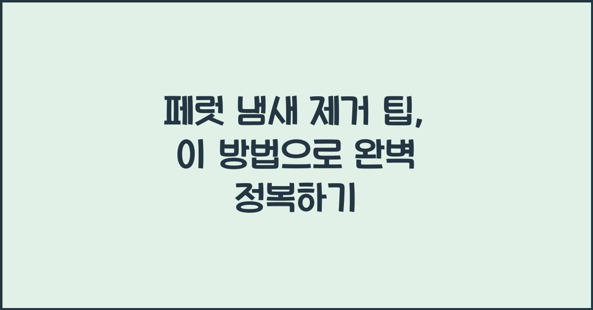 페럿 냄새 제거 팁