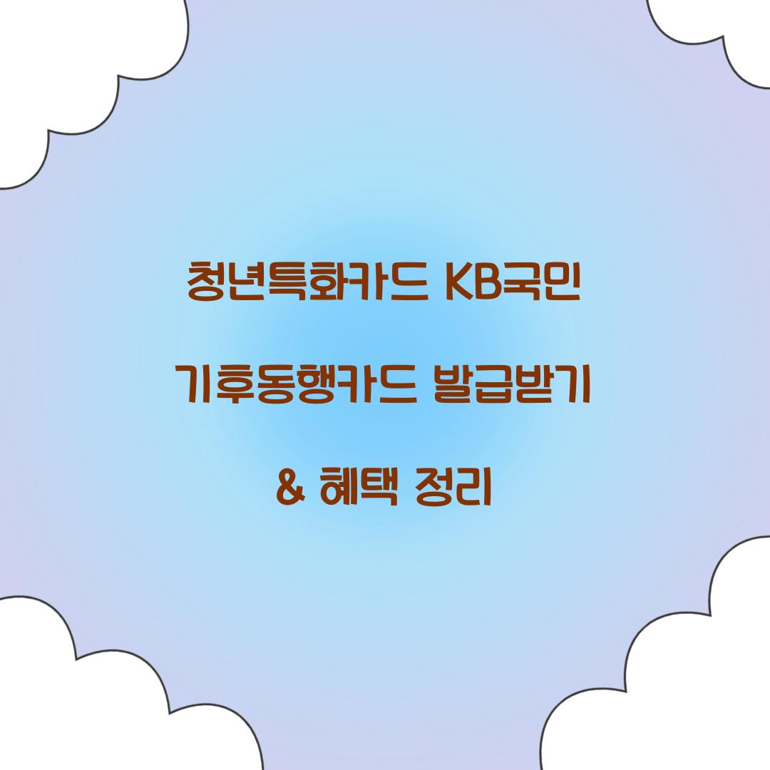 청년특화카드 KB국민 기후동행카드