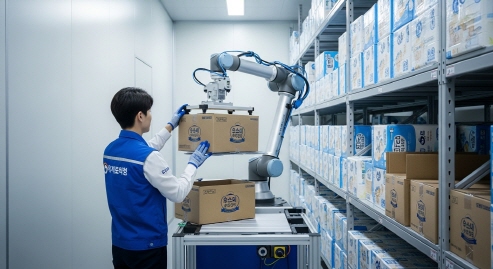 기저귀 정리하는 스태프, 실내 수납장, 한국