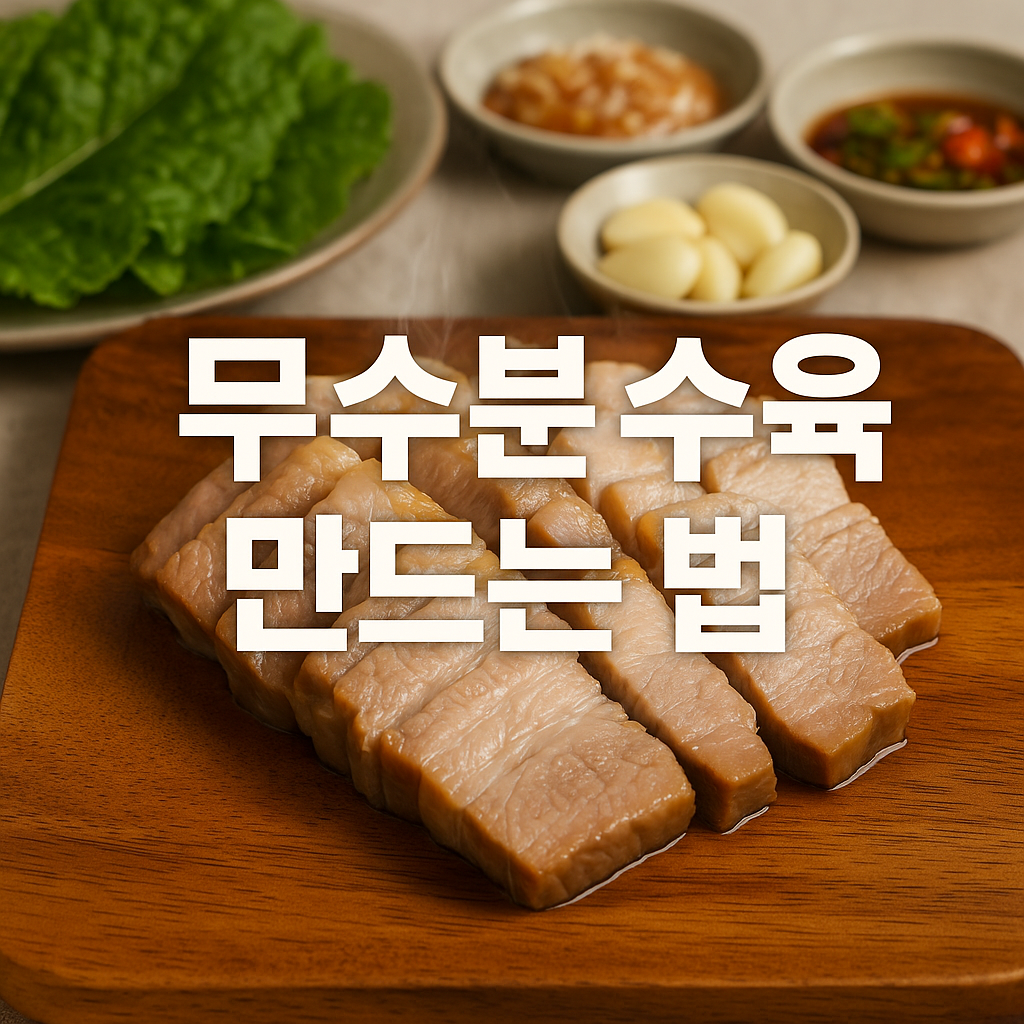 삶은-무수분-수육이-도마위에-있고-주변에-상추와-마늘-된장-고추소스가-있는-썸네일입니다.