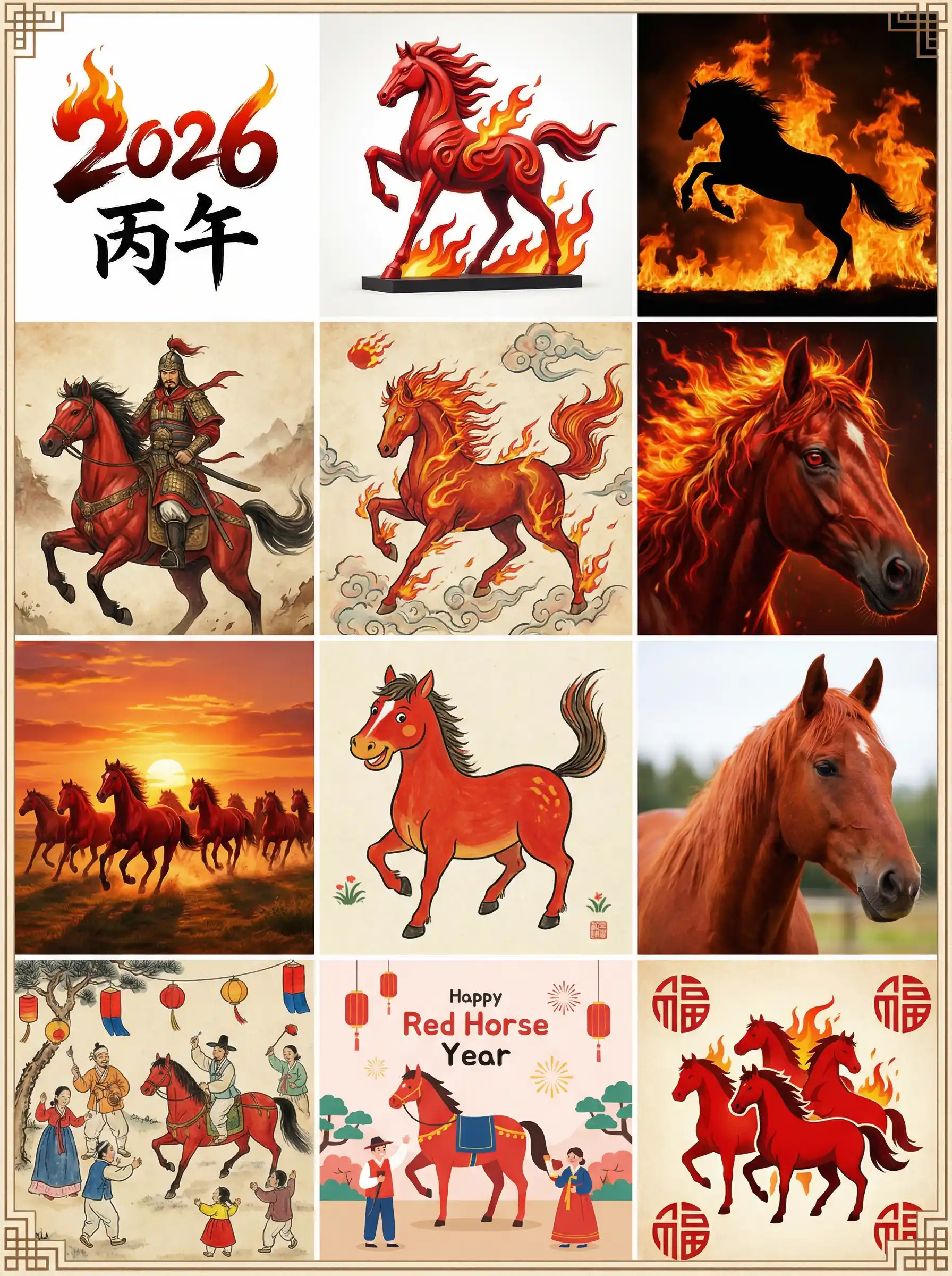 2026년 병오년, 붉은말, 적토마 이미지 모음