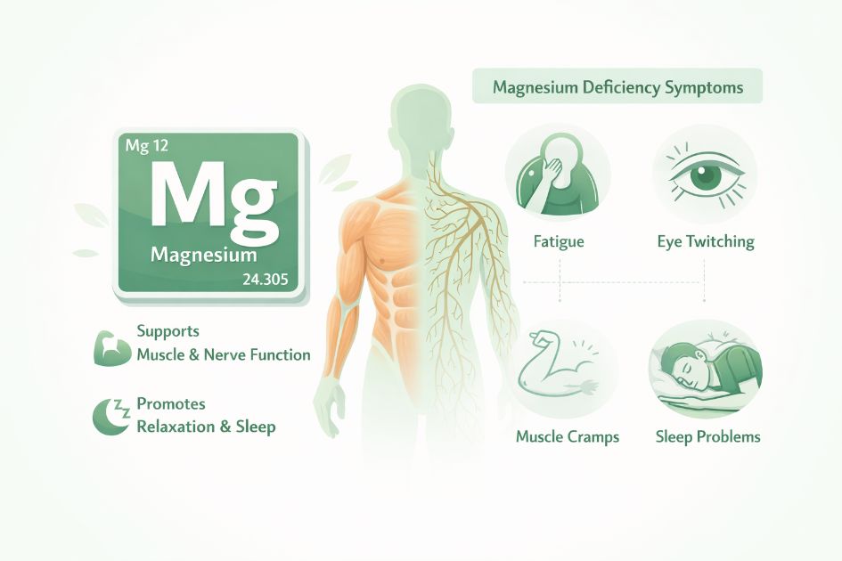마그네슘 효능과 부족 증상을 설명하는 건강 인포그래픽