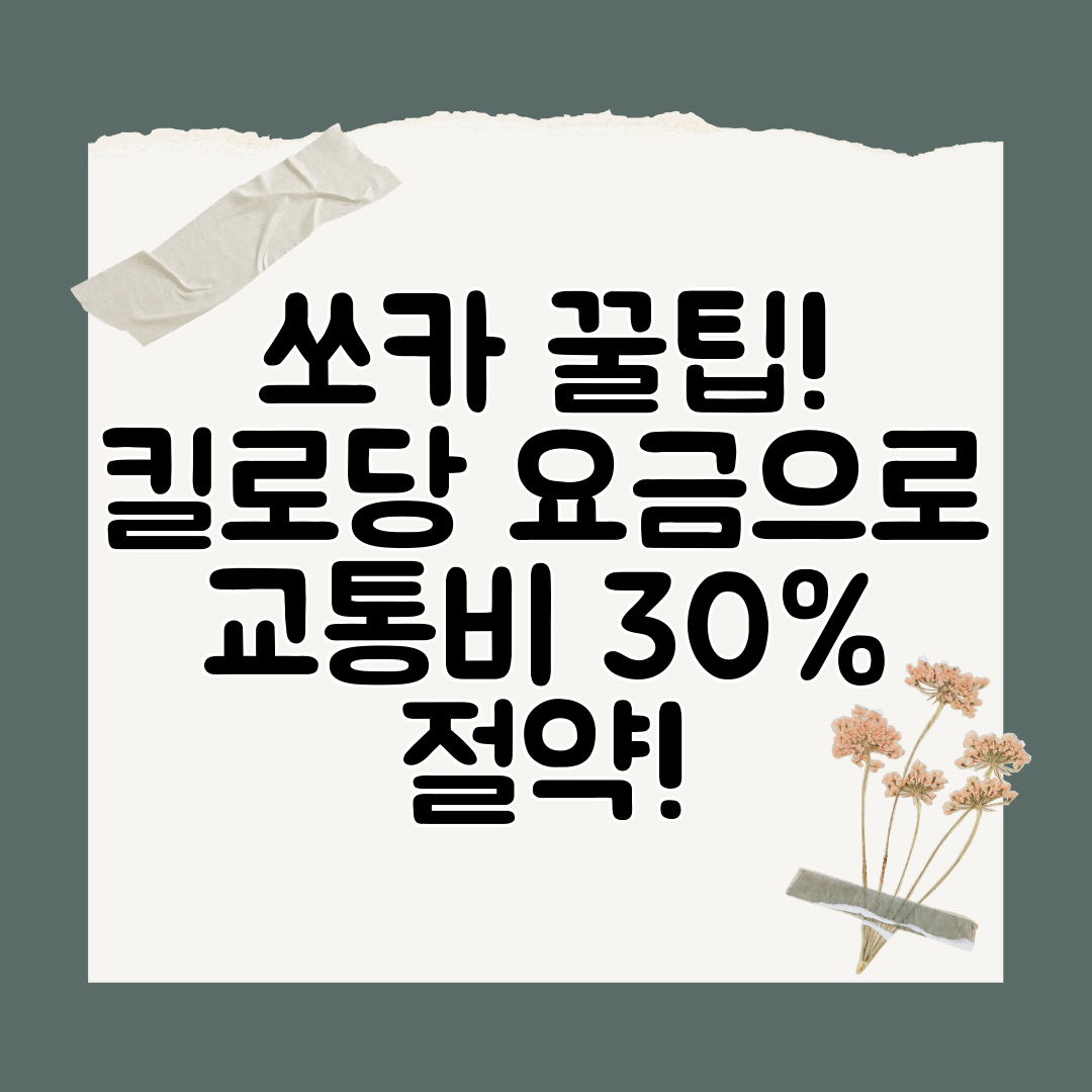 쏘카 꿀팁! 킬로당 요금으로 교통비 30% 절약!