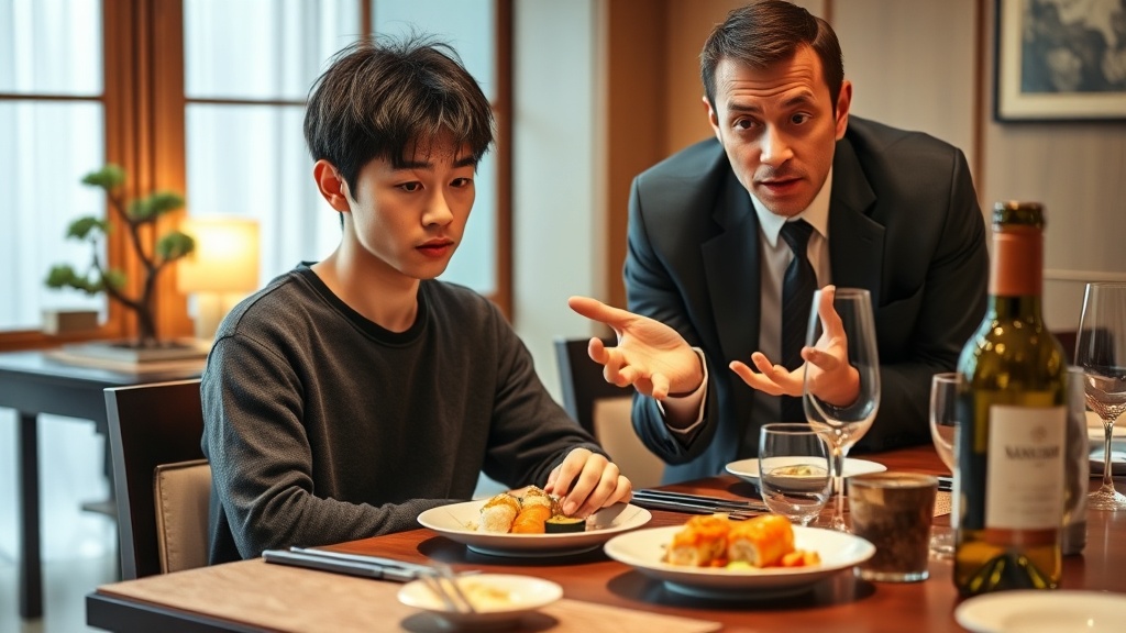 나라와 나라 문화차이,문화적 차이의 인간관계를 보여주는 이미지로, 서로 다른 국가의 인사 방식, 대화 거리, 표정과 제스처, 공동체 중심과 개인 중심 문화가 어우러져 다양한 인간관계의 차이를 시각적으로 표현한다.