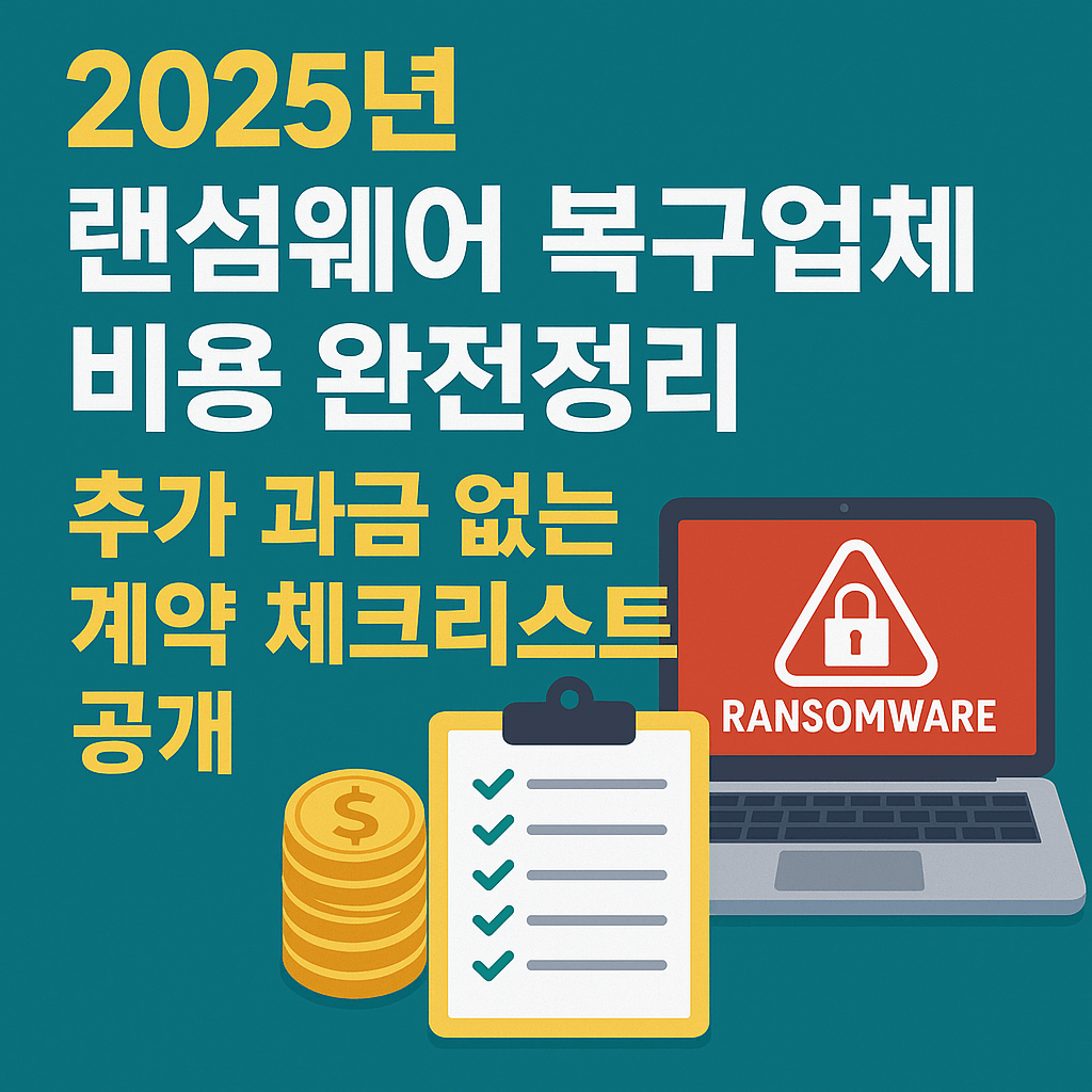 2025년 랜섬웨어 복구업체 비용 완전정리, 추가 과금 없는 계약 체크리스트 공개