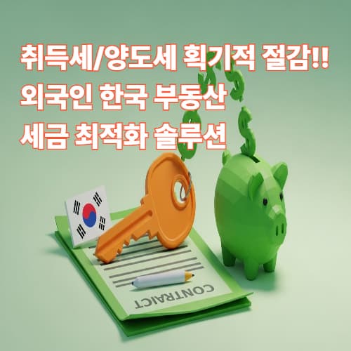 취득세/양도세 획기적 절감! 외국인 한국 부동산 세금 최적화 솔루션
