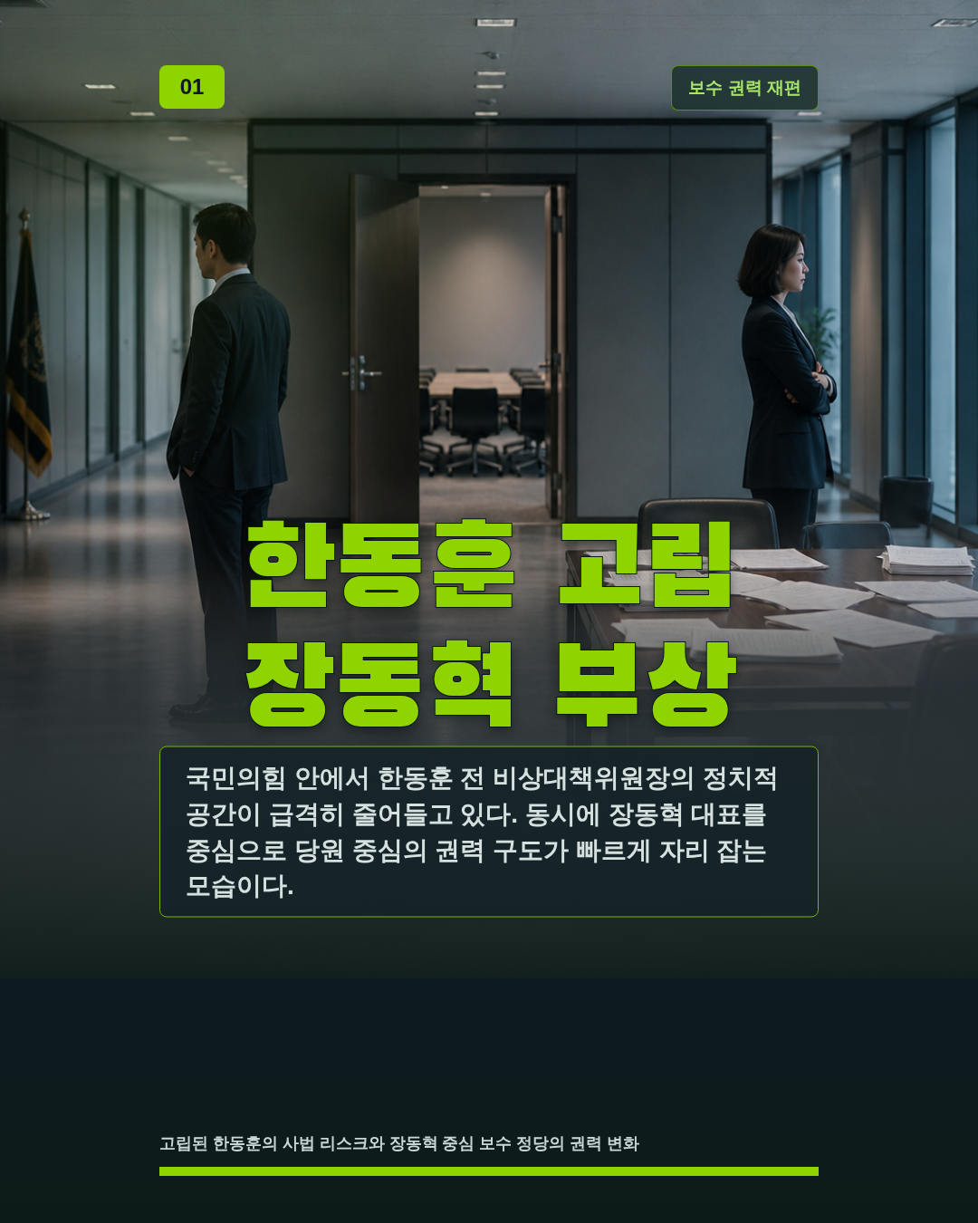 한동훈 고립 장동혁 부상
