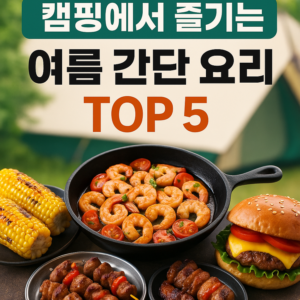 캠핑에서 즐기는 여름 간단 요리 TOP 5(캠핑 레시피 추천) 인포그래픽